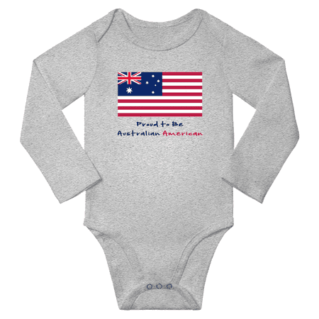 

Proud to be Australian American Baby Long Slevve Bodysuit Unisex Gifts (Gray 3-6 Months)