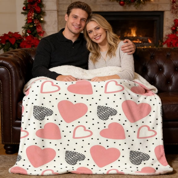 Nilvkv Valentine's Day Flannel Blanket Double-sided Fleece - 100x130cm Nap Blanket Gift Cover for Cozy Home Use, Valentines Day Decorations