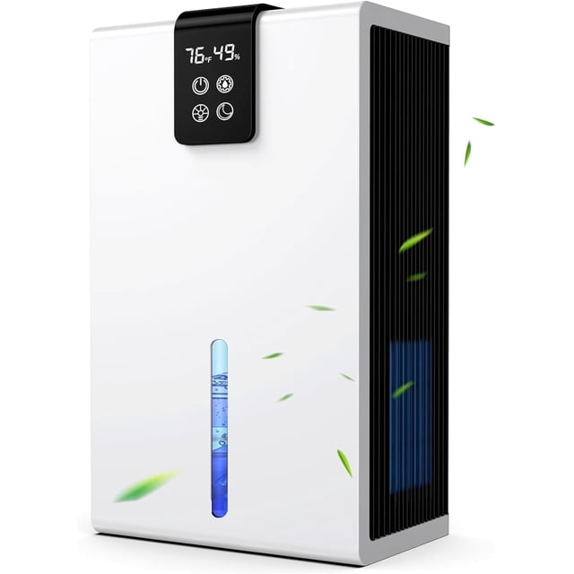 Deshumidificador Portátil Compacto 2.8L de Capacidad Deshumificadores de Humedad 1000 Pies Cuadrados Deshumidificador con Apagado Automático Luz LED de 7 Colores