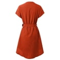 thumbnail image 5 of Robe Décontractée Unie à Manches Courtes Col en V pour Femmes - Coupe Ample pour Usage Quotidien, 5 of 5