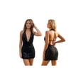 thumbnail image 3 of Vestido corto de mujer con escote halter y pedrería, ideal para el verano. Vestido floral sin mangas y con espalda descubierta., 3 of 9