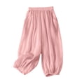 thumbnail image 2 of Endives Women's Linen Pant Fashion Solid Color High Waist Elastic Casual Pants Wide Leg Pants Beach Vacation Outfits for Women, 2 of 6