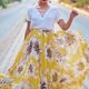 thumbnail image 1 of Falda Casual Falda de playa para mujer Estilo bohemio Estampado floral Plisado Ajuste suelto Una línea Traje diario Kuymtek Amarillo M para Mujer, 1 of 8