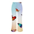 thumbnail image 4 of kaondbfi Women's Print Jeans Mid Waisted Wide Leg Baggy Flare Pants with Pockets Summer Jeans for Women, 4 of 9