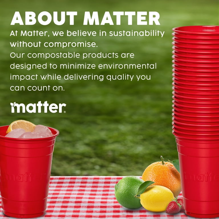 Matter Compostable Red Disposable Cups, 18 oz, 25 Count - Walmart.com