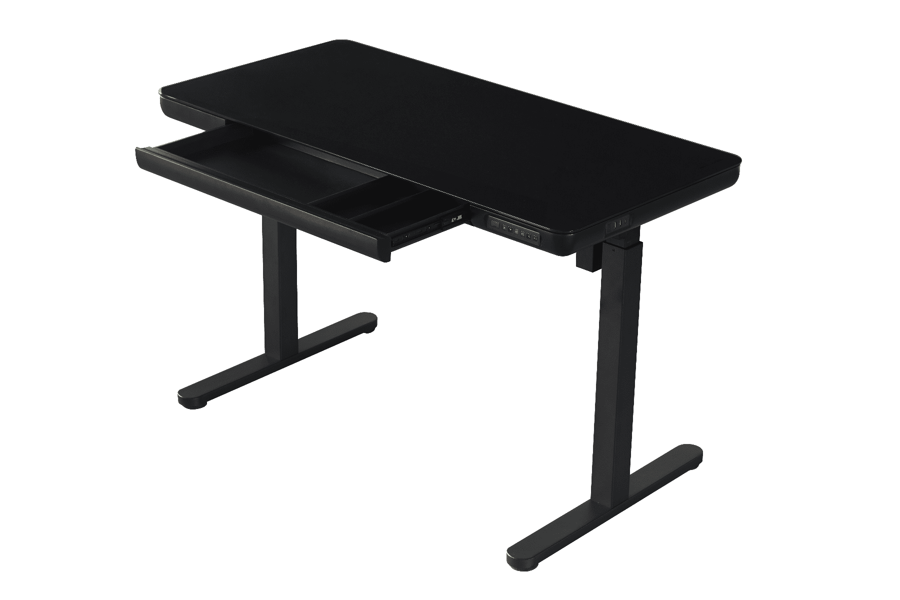 KOWO48" K3024 Electric Height Adjustable Standing Desk with Tempered Glass Top，47.2 x 23.6 in, Black, 1 Pack