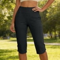 thumbnail image 5 of Scyoekwg Womens Yoga Pants with Pockets High Waist Workout Capris Stretch Slim Fitness Outdoor Sports Cropped Pants Black,M, 5 of 8