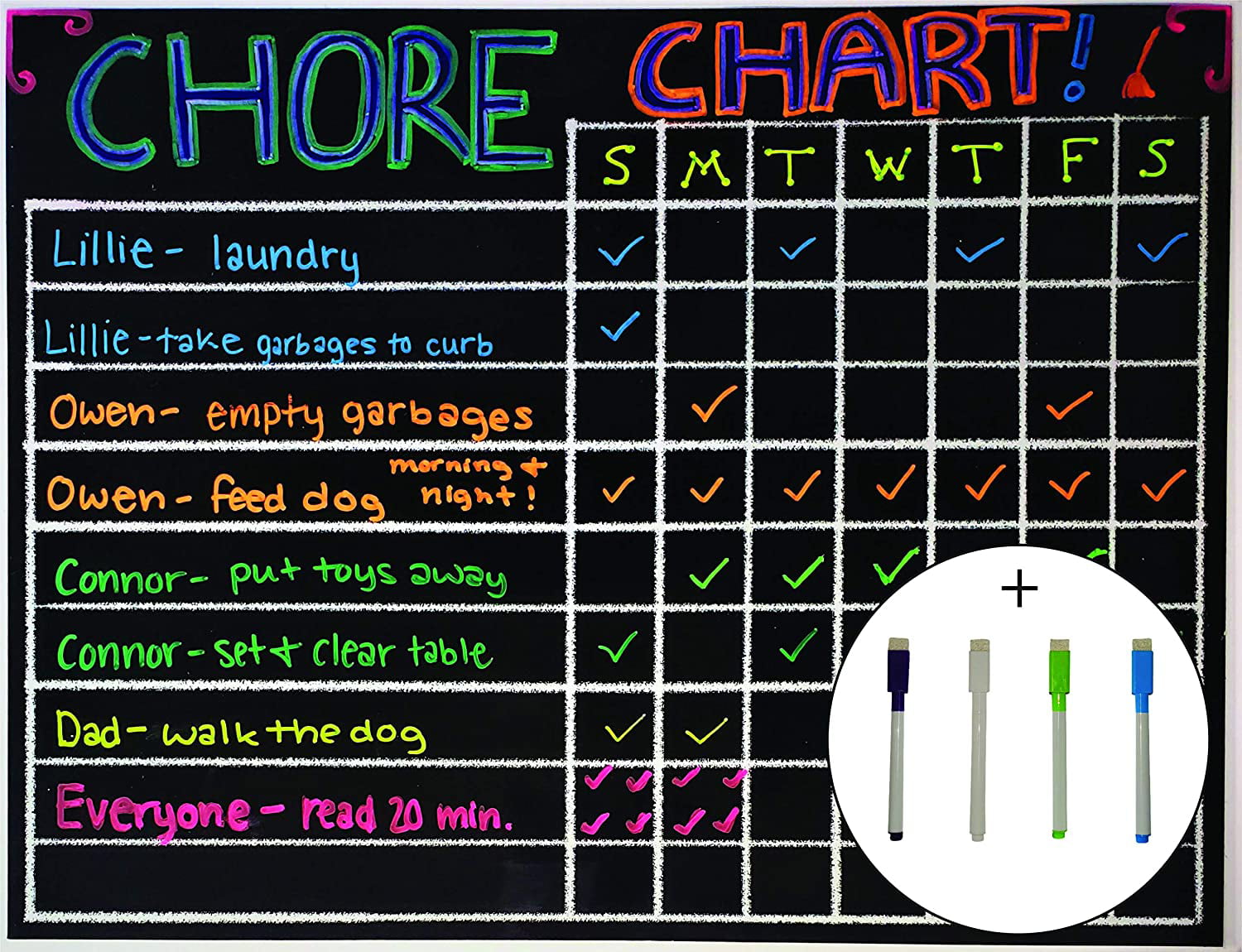 P MAGNETIC MORNING BEHAVIOUR REWARD TRAINING CHART WITH PEN & STAR STICKERS 