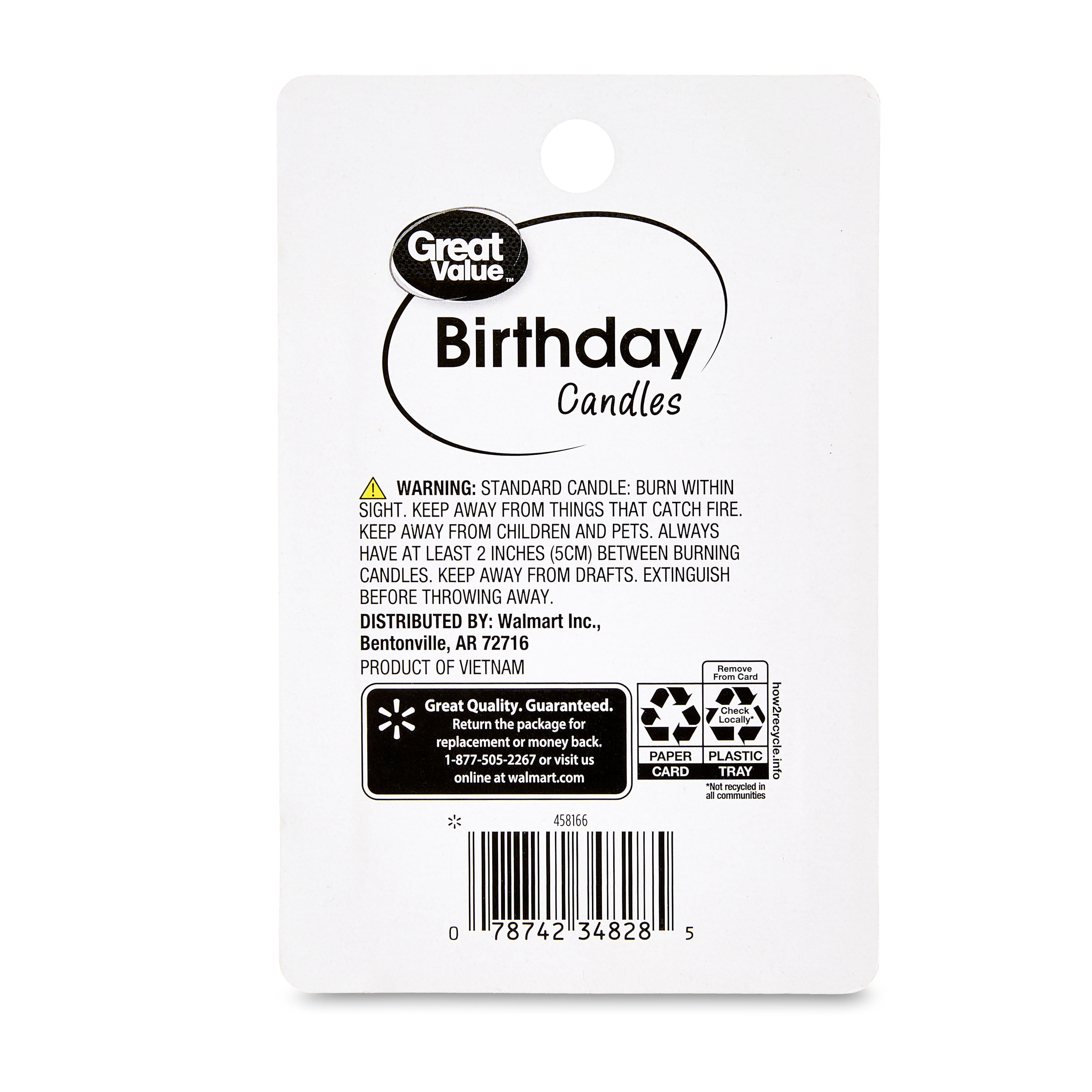 Great Value Bright Straight & Wavy Birthday Candles, Assorted Colors, 16 Count