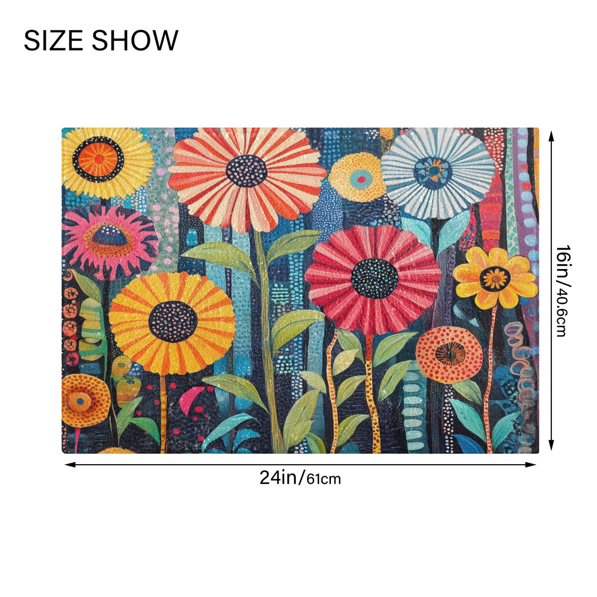 Yayeee Bath Rug for Bathroom Floor Non Slip Contour Fluffy Soft Absorbent Mat, 20"x24", Orange Colorful Flowers
