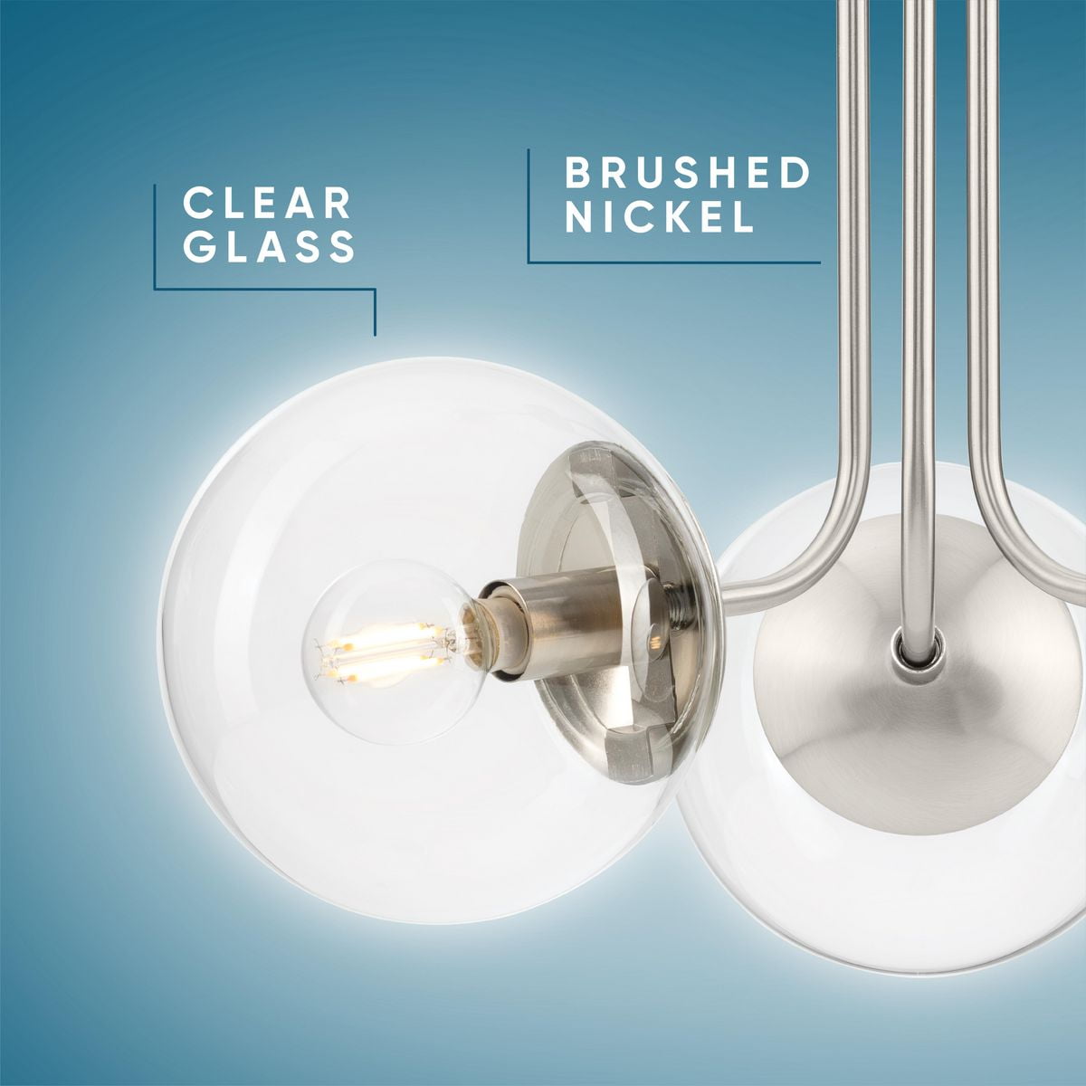 Avec Merrit Collection 3-Light Brushed Nickel Contemporary Chandelier with Clear Glass Globe Shades