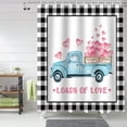 thumbnail image 2 of Valentine''s Day Shower Curtain Loads Of Love Shower Curtains for Bathroom Decor Truck With Pink Hearts Black Buffalo Check Plaid Bath Curtains Sets for Valentines Day Waterproof Small Stall 36" X 72", 2 of 6