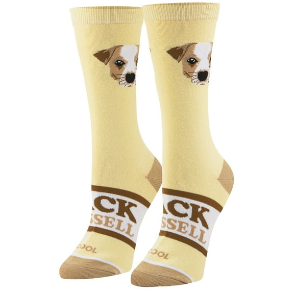 Cool Socks Jack Russell Fun Print Novelty Crew Socks for Women, Size 5-10