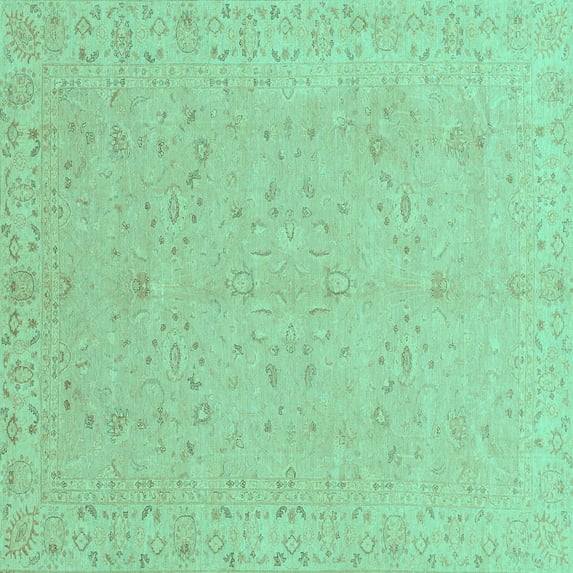Ahgly Company Indoor Square Abstract Turquoise Blue Modern Area Rugs, 4' Square
