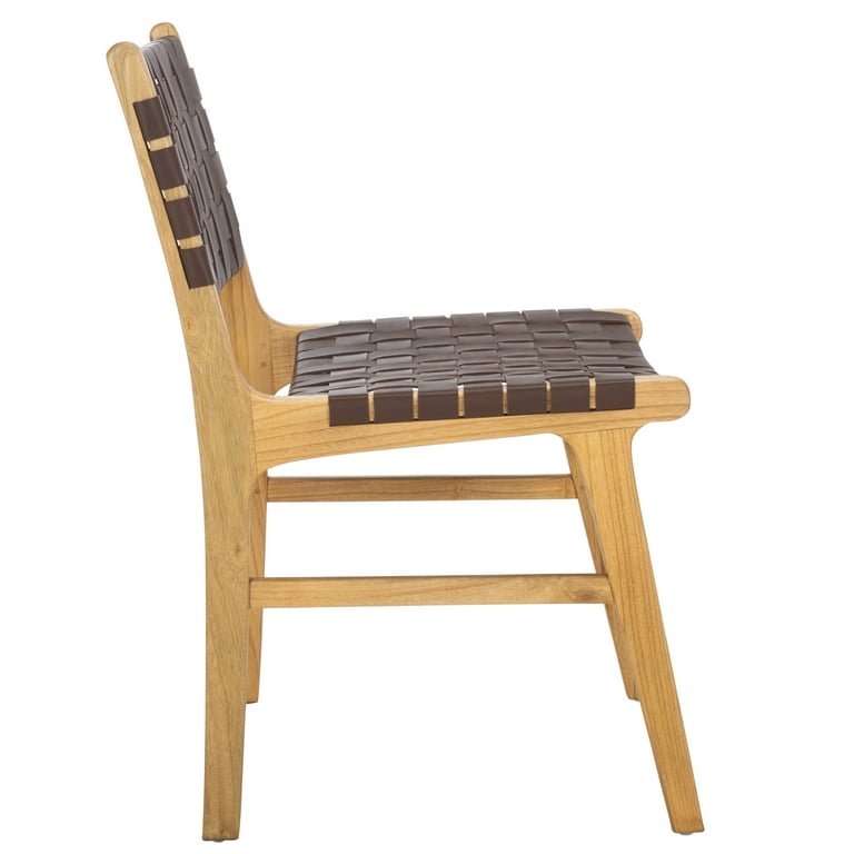 SAFAVIEH Taika Woven Leather Dining Chair, Cognac/Natural, Set of