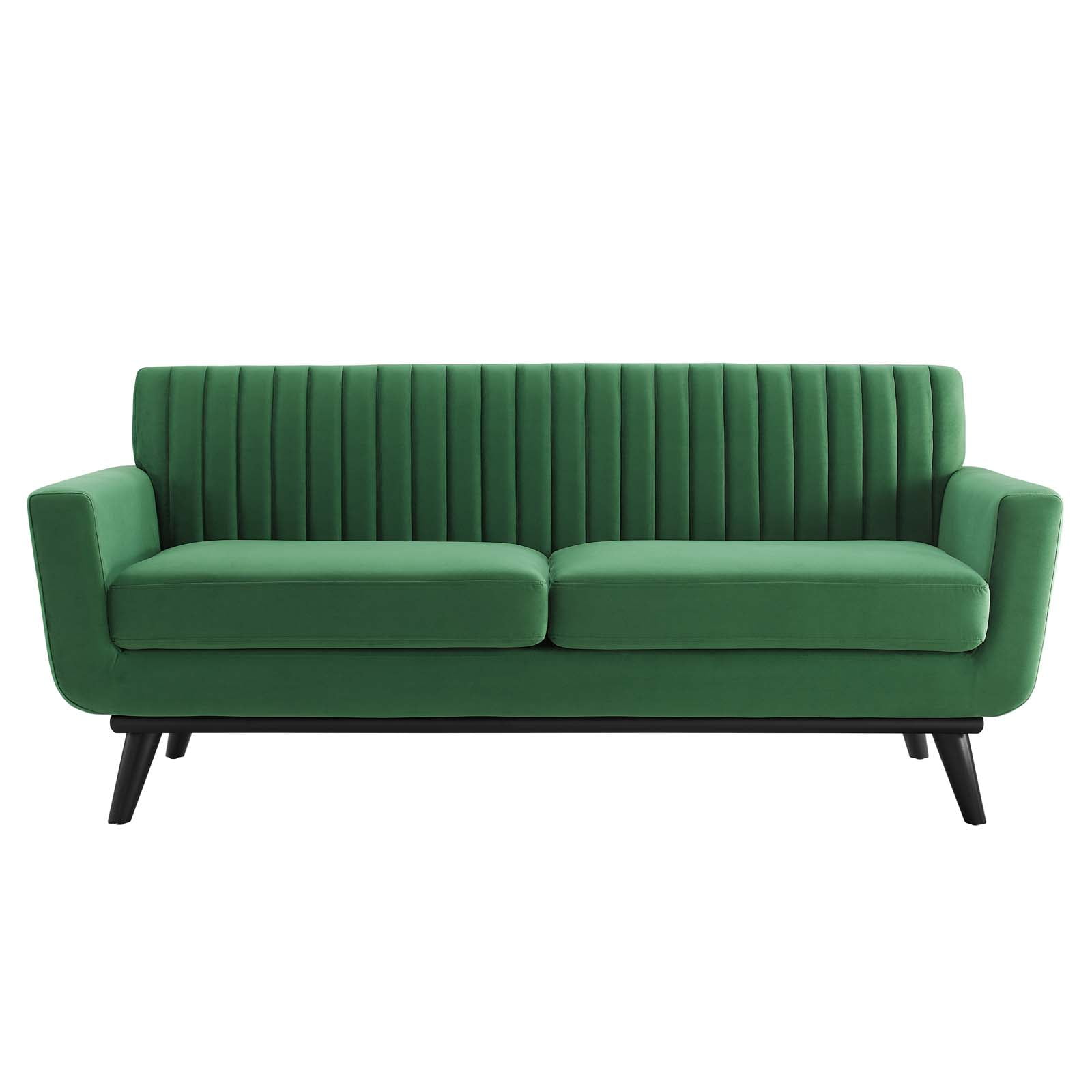 Modway Engage Channel Tufted Performance Velvet Loveseat in Emerald