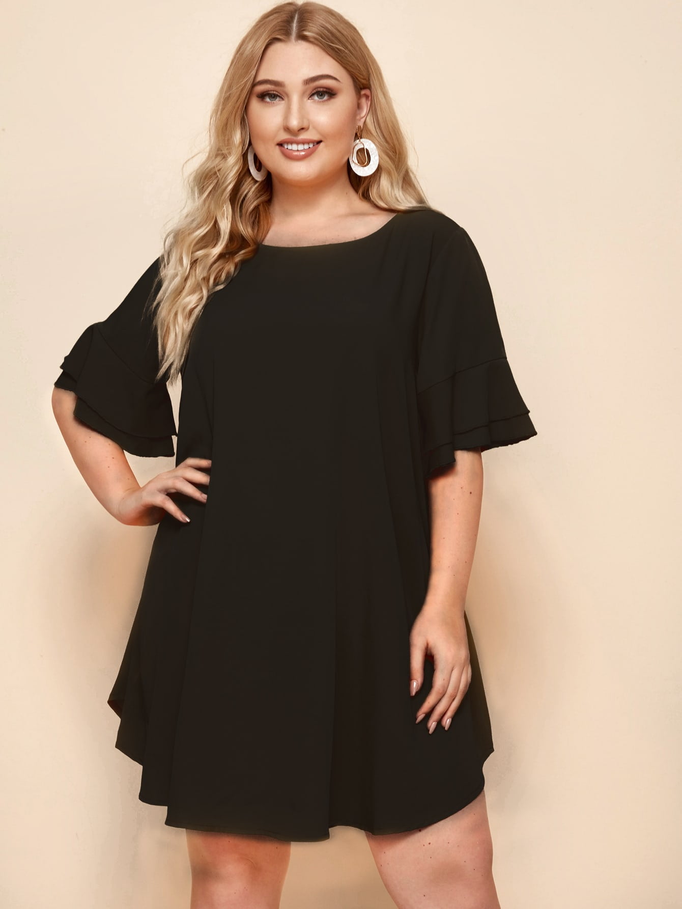 flounce sleeve dress
