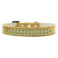 thumbnail image 1 of Two Row Lime Green Crystal Size 18 Gold Ice Cream Dog Collar, 1 of 1