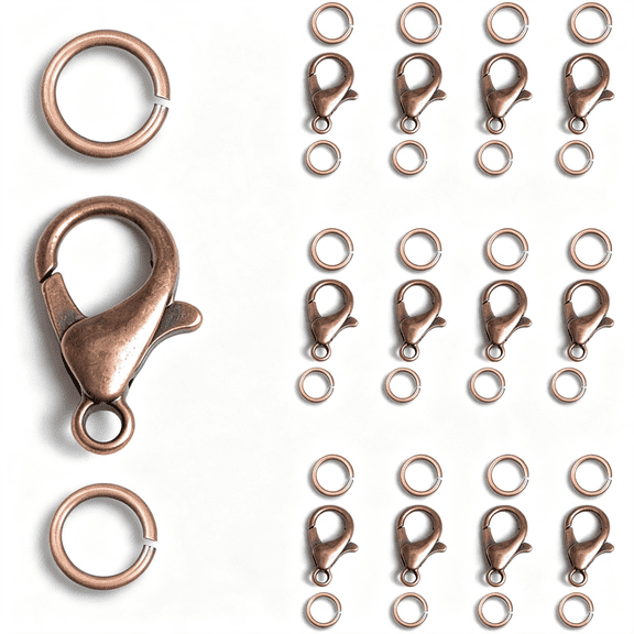 DESIGNICE 50 Pieces Lobster Claws Clasps Plus 100 Pieces 6Mm Match Color Open Jump Rings Suitable for Necklace Bracelets Jewelry (7X12Mm,Copper) Copper Lobster Claw Clasps