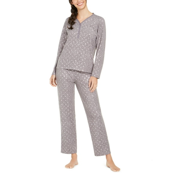 Charter Club Womens Super Soft Knit Henley Top & Printed Pants Pajama Set Size XL