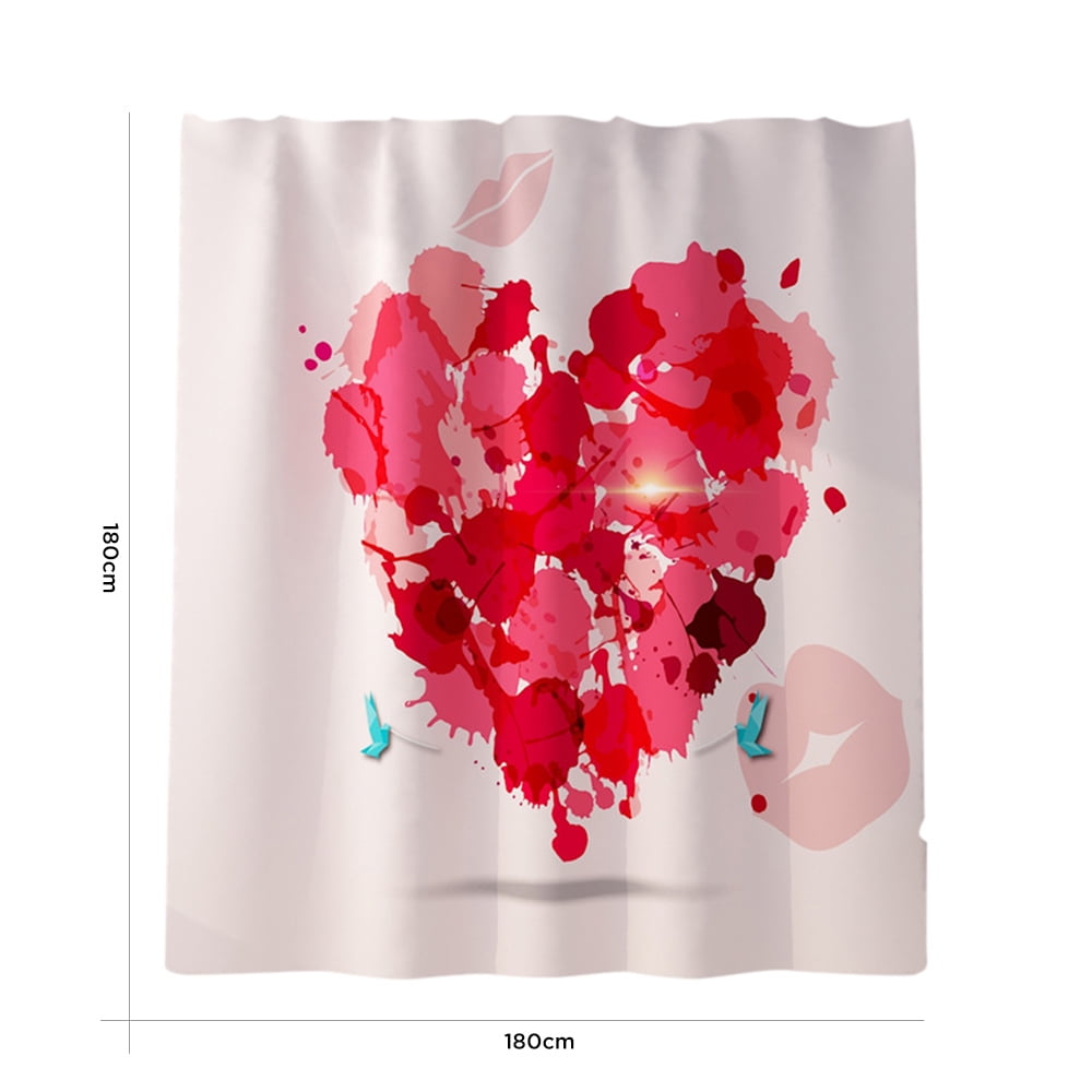 71" Heart-shaped wood Bathroom Waterproof polyester Shower Curtain with hooks 