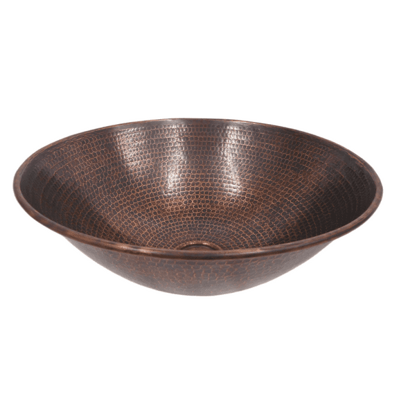 14" Round Copper Vessel Sink in Brushed Sedona