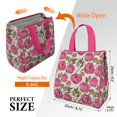 thumbnail image 3 of Pioneer Flower Floral Print Pattern Insulated Lunch Bag for Women & Adults,Large Portable Soft Cooler Lunch Bag,Thermal Food Storage Tote with Pearl Cotton,8.66L,8.75x5.75x9.5 Inch, 3 of 6