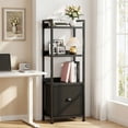 thumbnail image 2 of 4 Tier Bookcase with Fabric Drawer, Multi-Functional Display Tall Bookshelf, Sturdy Storage Organizerfor Home Office, Black, 2 of 9