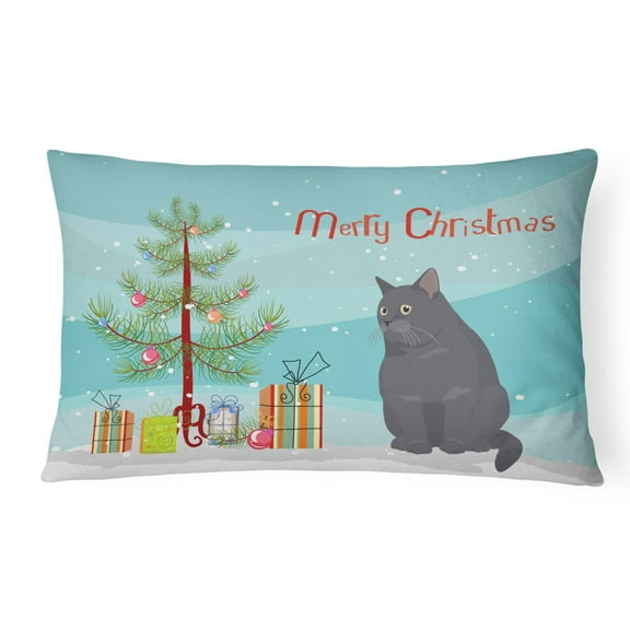 Carolines Treasures CK4752PW1216 British Shorthair 2 Cat Merry Christmas Canvas Fabric Decorative Pillow, 12H x16W,