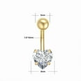 thumbnail image 4 of Stainless Steel Belly Button Ring 14G Gold Heart Flower CZ Crystal Butterfly Design, 4 of 9