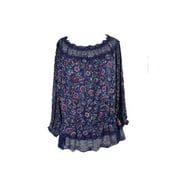 Jessica Simpson Womens Frannie Knit Blouse, Blue, 2X