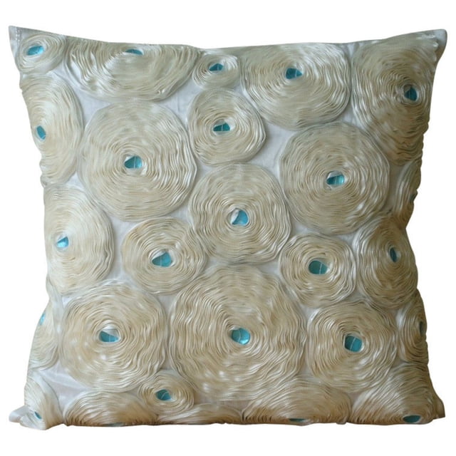 The HomeCentric Pillow Cover Zipper Ivory Throw Pillow Cover Ribbon Ivory Rose Flower Floral Theme Pillow Cover Pack of 2 20x20 inch (50x50 cm) Floral Pillow Cover Square - Ivory Roses