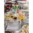 thumbnail image 4 of Outdoor Tablecloth with Umbrella Hole and Zipper, Sunflowers Dog Round Table Cloth 60 Inch Waterproof Tablecloth, Spring Watercolor Floral Stars on Linen Picnic Table Cover for Patio Camping, 4 of 7