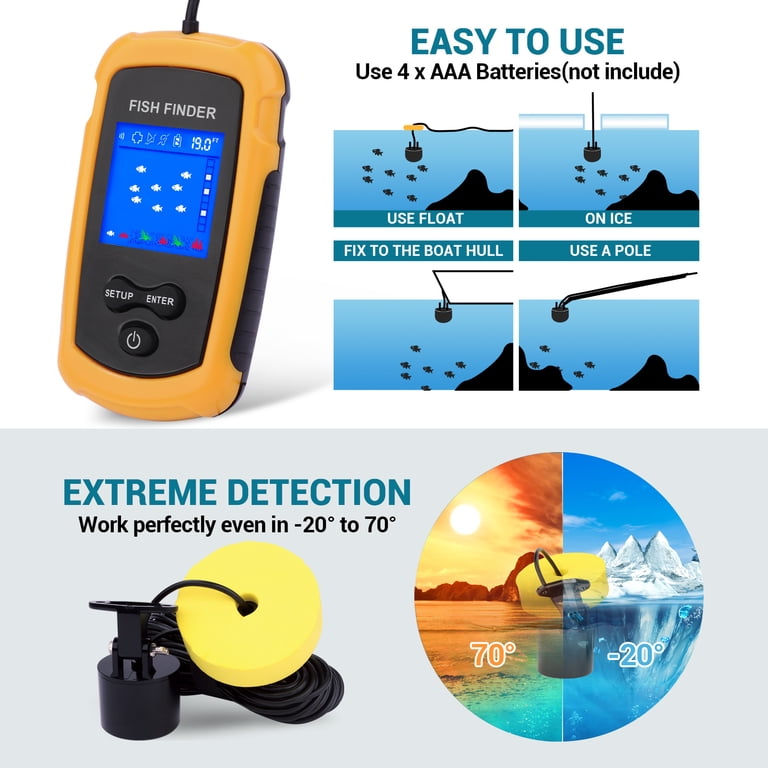 do portable fish finders work LUCKY Sonar Finder Transducer Wired Water Depth Boat Kayak Transducer Fish Finder Handheld Fishing Gifts for Men : Electronics Our easy Best portable fish finders: 6