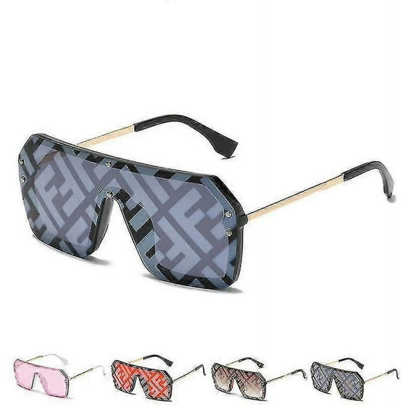 Lunettes de Soleil à Grande Monture Tendance Lettre Personnalité Conjointe Watermark Lentilles Hommes et Femmes Mode Tout-Aller Nouvelles
