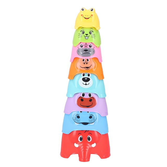 Juguetes apilables, juguetes con forma de taza apilable de animales, tazas apilables, tazas de construcción apilables de animales, durabilidad mejorada