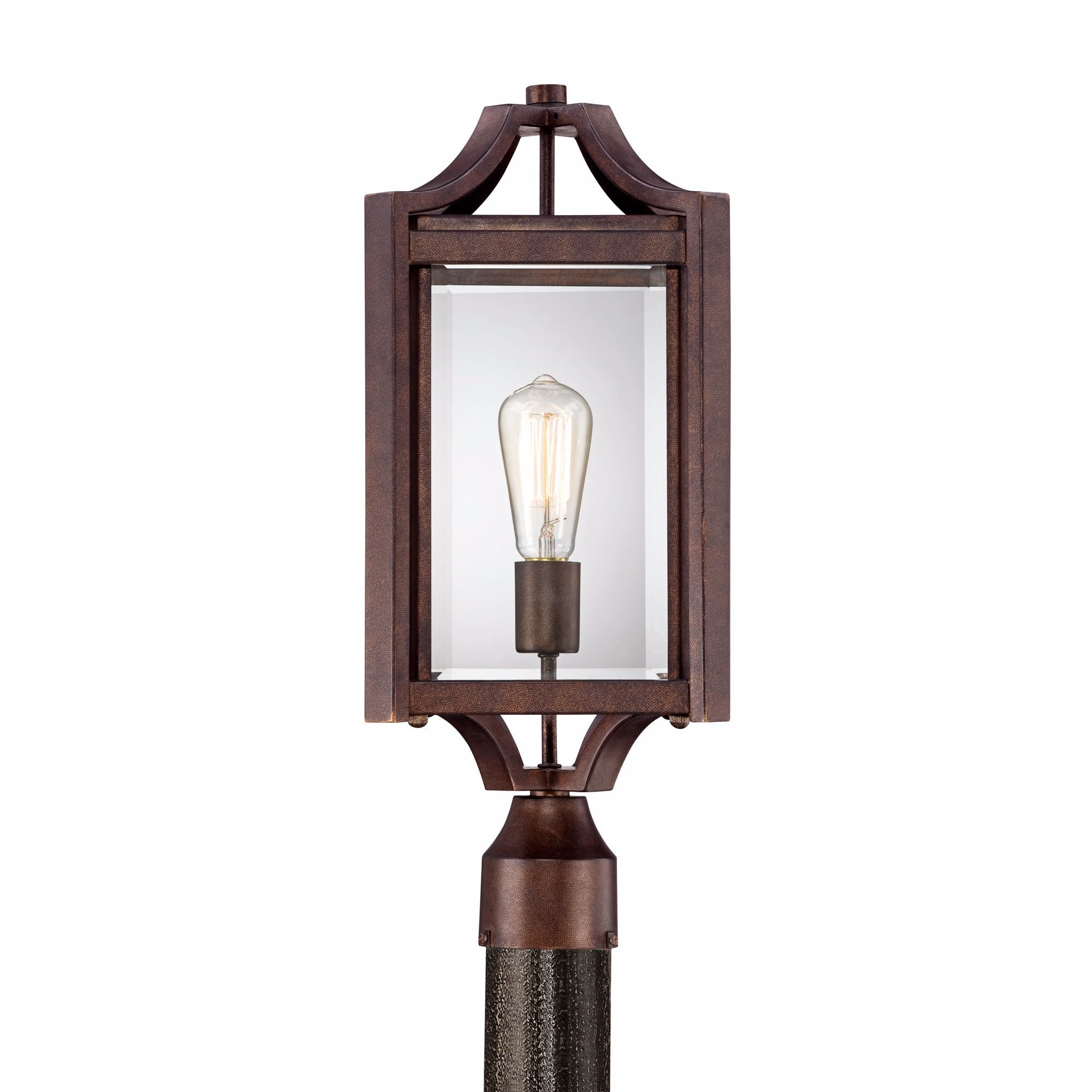 Franklin Iron Works Rockford Rustic Farmhouse Outdoor Post Light Bronze Iron 20 1/4" Clear Beveled Glass for Exterior Barn Deck House Porch Yard Patio