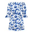 thumbnail image 4 of YEAHITCH Robe de Maternité à Manches Longues à une Épaule Robes pour Femmes à Manches Courtes Robe-Veste à Imprimé Graphique Été Bleu, 4 of 4