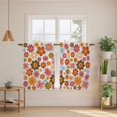 thumbnail image 2 of Bohemia Floral Kitchen Curtains 54 Inch Length, Vintage Orange Pink Flowers Boho Style Beige Tiers Curtains for Bathroom Bedroom Cafe, Light Filtering Small Window Treatment Drapes 2 Panels 42"Wx54"L, 2 of 8