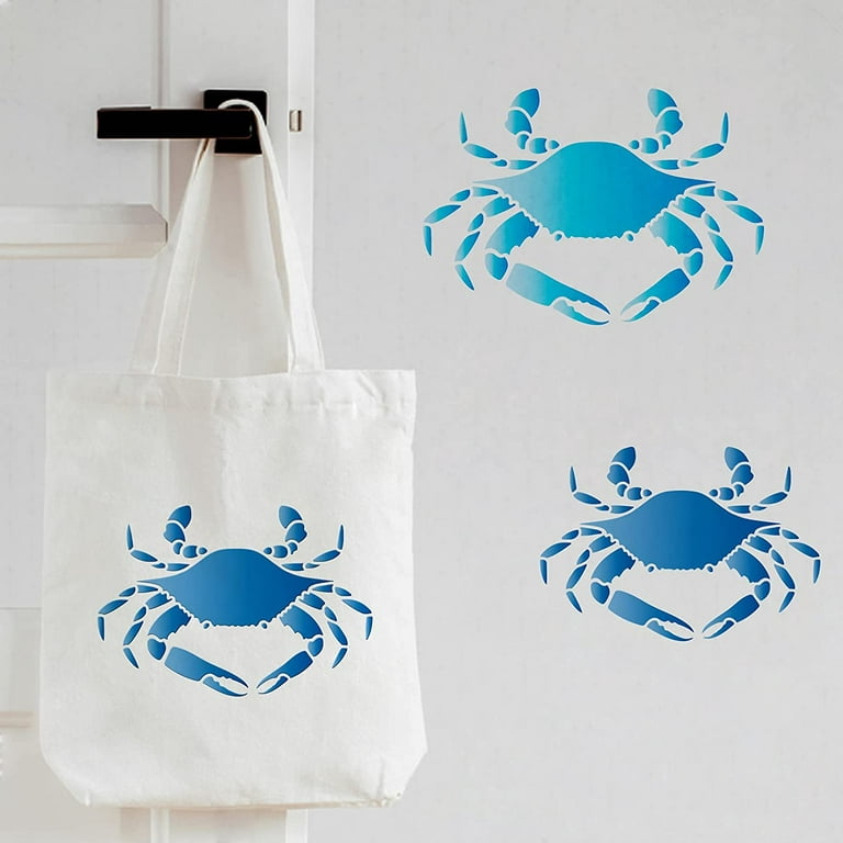 Crab Navy Blue Canvas Tote Bag - Seven Season