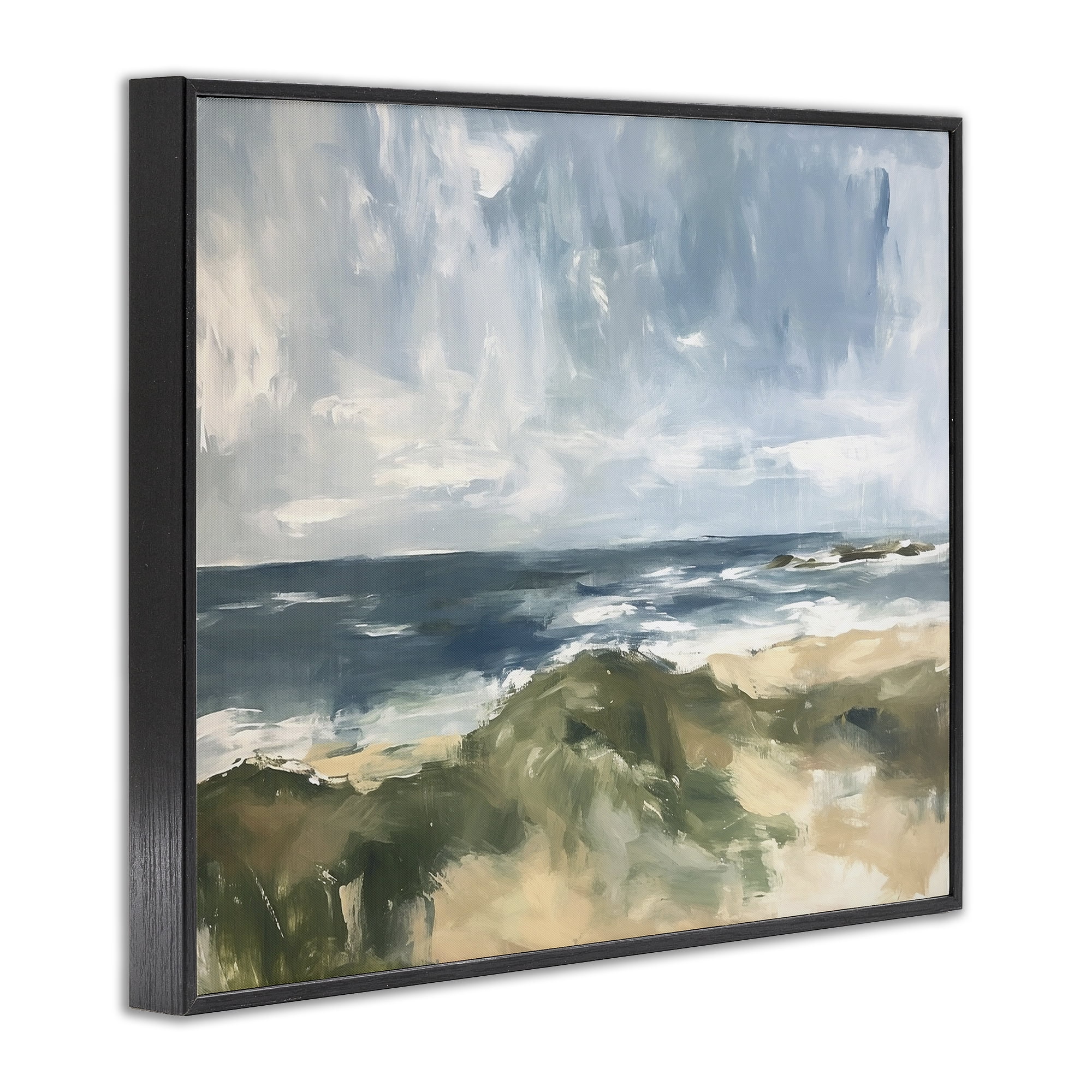 Stupell Industries Coastal Wilderness Scenery Coastal Painting Black Framed Art Print Wall Art, 14 x 11
