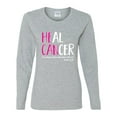 thumbnail image 2 of Wild Bobby Heal Cancer Faith Jesus Believe Breast Cancer Awareness Women Graphic Long Sleeve T-Shirt, Heather Grey, Small, 2 of 6
