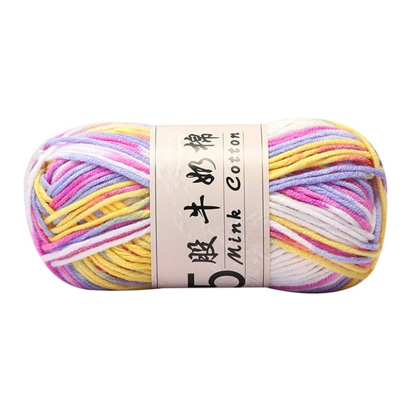 OAVQHLG3B Multicolor Soft 5 Ply Milk Cotton Yarn for Hand Knitting 50g Yarn Cotton for Crocheting Beginner Hand Knit Supplies for DIY Doll Sweater Hats Scarves Shawls Home Decor