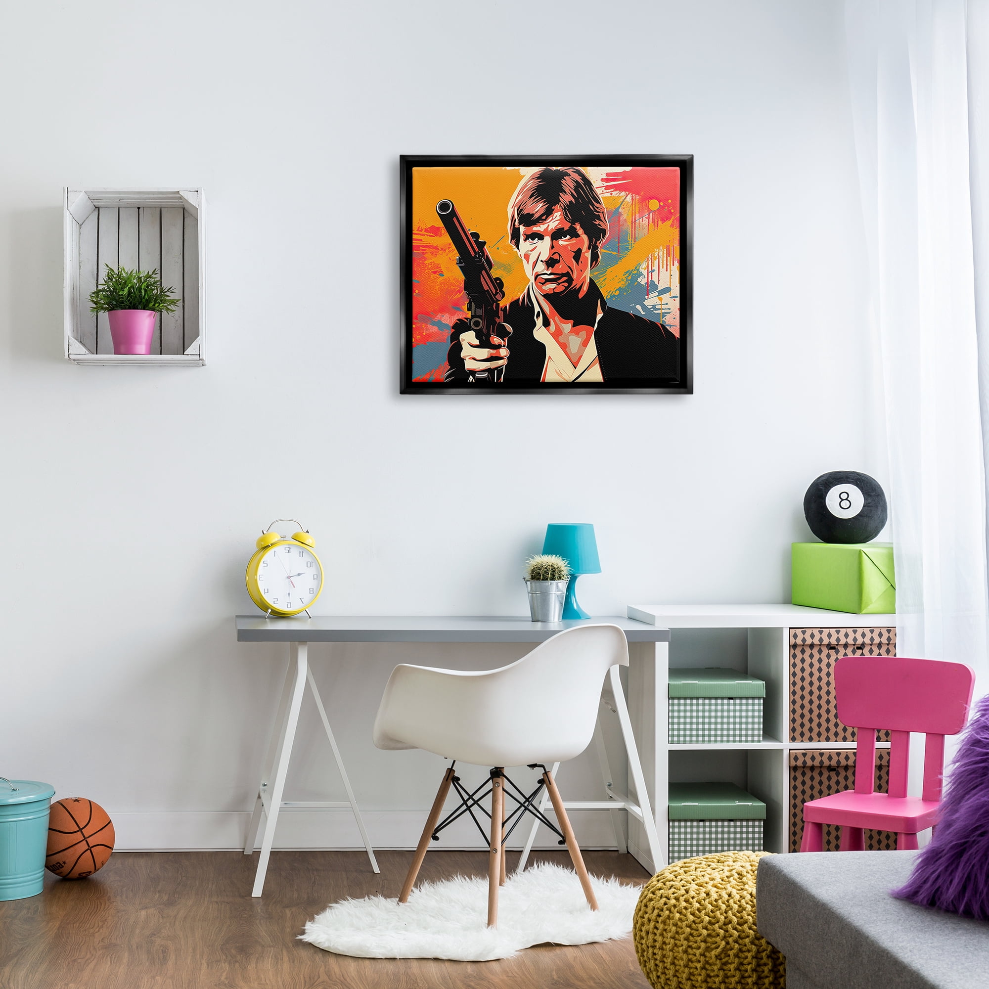Stupell Industries Modern Paint Splash Sci-Fi Fairy Tales & Fantasy Painting Black Floater Framed Canvas Art Print Wall Art, 31 x 25
