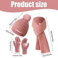 thumbnail image 2 of Winter Hats for Women Men 3-Piece Knitted Pom Pom Beanie Long Scarf Gloves Set, Thick Thermal Fleece Lined Skull Cap Touch Screen Gloves for Cold Weather Gear Chilly Morning Commute, 2 of 8