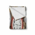 thumbnail image 2 of Clock Soft Flannel Fleece Throw Blanket, Antique Clocks on the Wall Instruments of Time Vintage Design Pattern Artwork, Cozy Plush for Indoor and Outdoor Use, 50" x 60", Brown and Red, by Ambesonne, 2 of 6