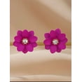 thumbnail image 2 of Fuchsia Flower Stud Earrings - hot pink Flower Earrings - Pink and gold earrings, 2 of 4