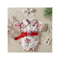 thumbnail image 2 of Bagilaanoe Summer Newborn Baby Girl Jumpsuit Set M 6M 12M 18M 24M Print Casual Fly-sleeve Rompers with Belt and Headband, 2 of 8