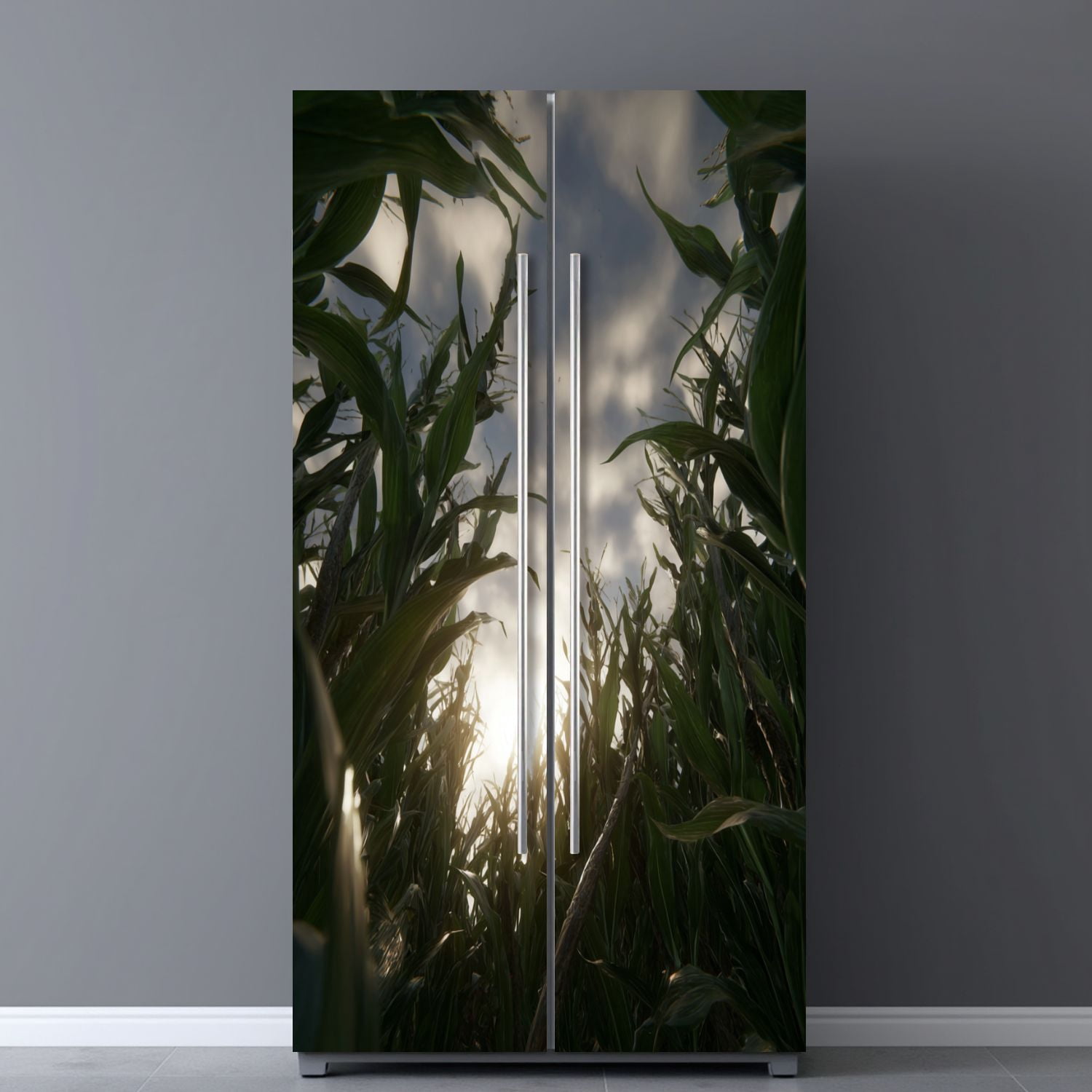Self Adhesive Vinyl Refrigerator Wrap Set field sunset Door Mural Removable Fridge Sticker Peel and Stick&nbsp;Full Door Cover Decal Kitchen Bar Decor