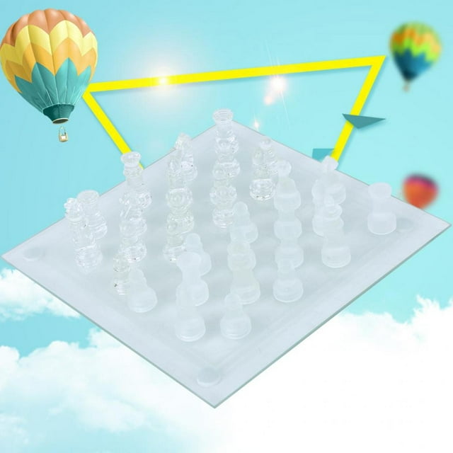 Octpeak Glass International Chess,20x20cm Dull Polish Glass Crystal International Chess 1 Checkerboard And 32 Chessman,Glass Chess